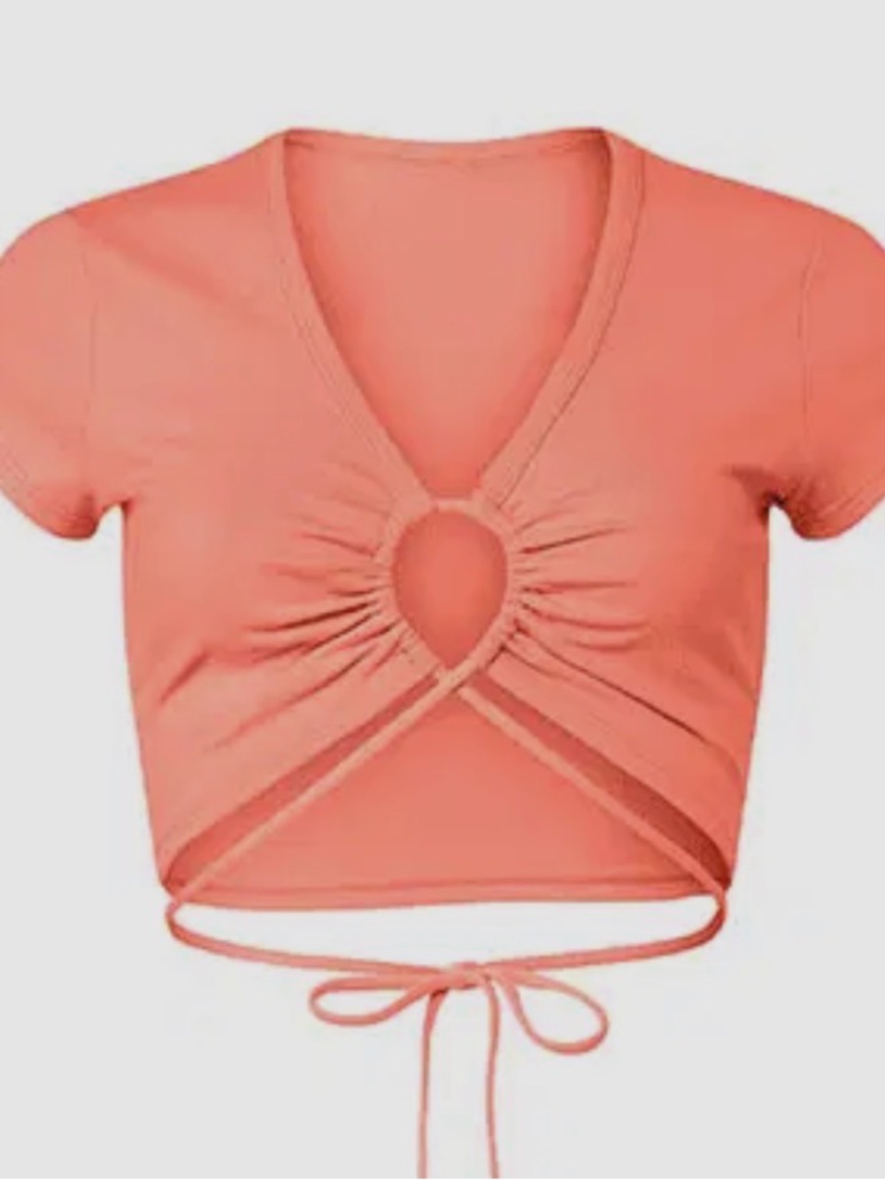 ALO Yoga Coral Wrap Crop Top with Front Keyhole